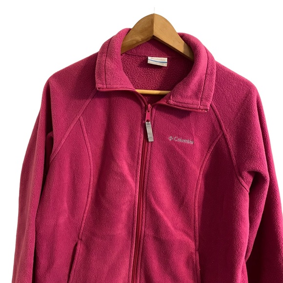 Columbia Jacket Women’s Size Large Pink Fleece Full Zip Jacket Long Sleeve - Picture 2 of 12